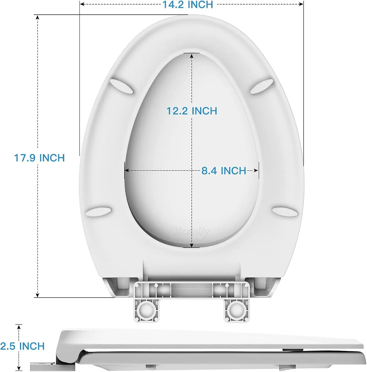 White Toilet Seat Slow Close Quiet Lid Thickened Durable for Both