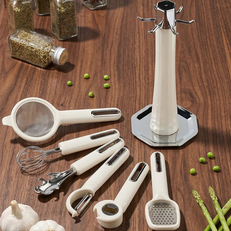 Kitchen Gadgets7Stainless Steel Peeler, Whisk, And Grater Set With A