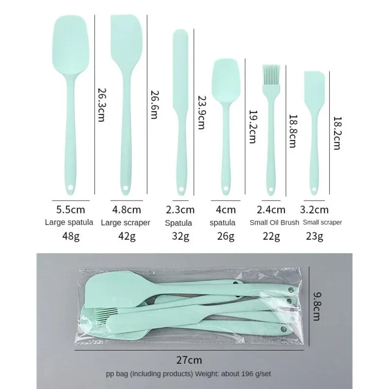 6pc Silicone Spatula set for baking-cake frosting kit with brush
