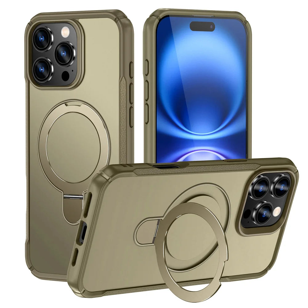 For Magsafe Wireless Charge Fold Magnetic Stand Phone Case For iPhone