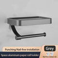 Nail Free Grey Toilet Paper Holder Aluminum Wall Mounted Toilet Paper