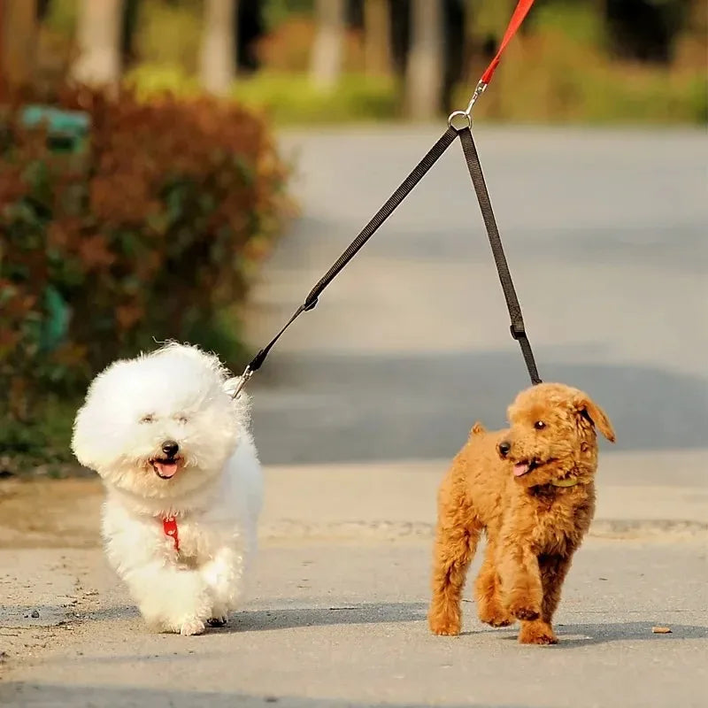 Two Dogs Leash Strong Nylon Coupler Double Twin Lead Walking Leashes