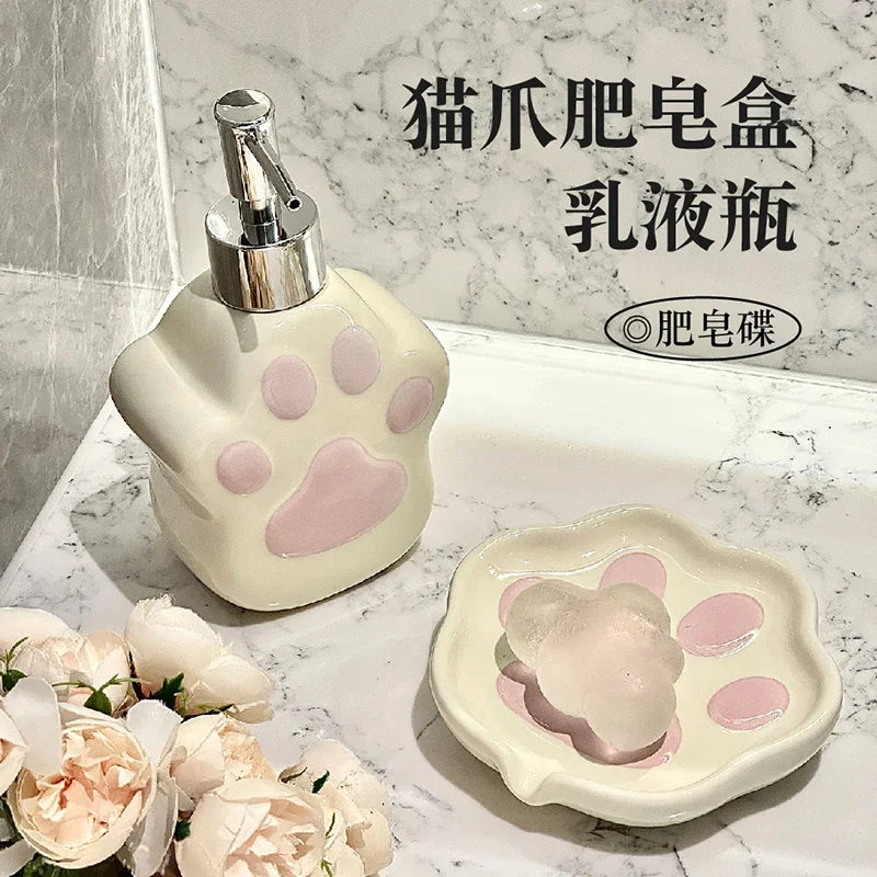 Cute Cat's Paw Hand Wash Dispensed Bottle Shower Gel Shampoo Press