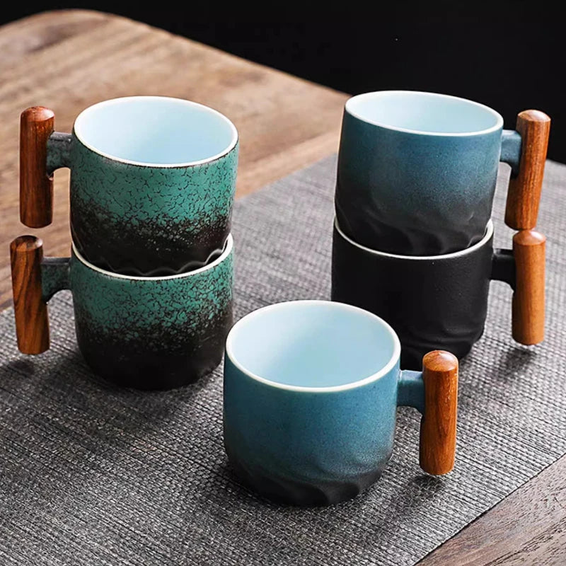 Creative Handmade Exquisite Coffee Cup Vintage Coffee Cup With Wooden