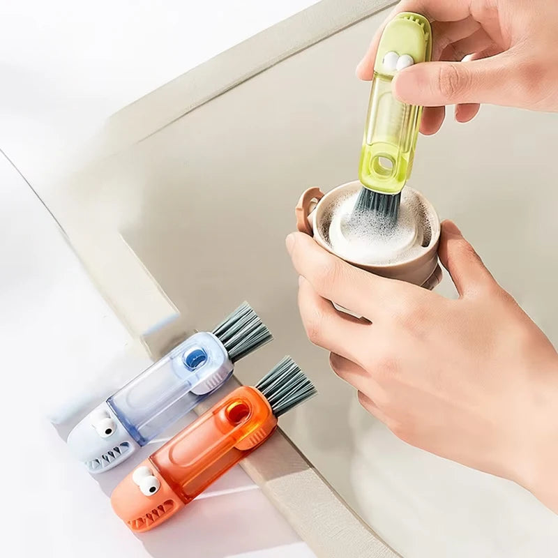 3 In 1 Multifunctional Cleaning Brush Tiny Bottle Cup Lid Detail