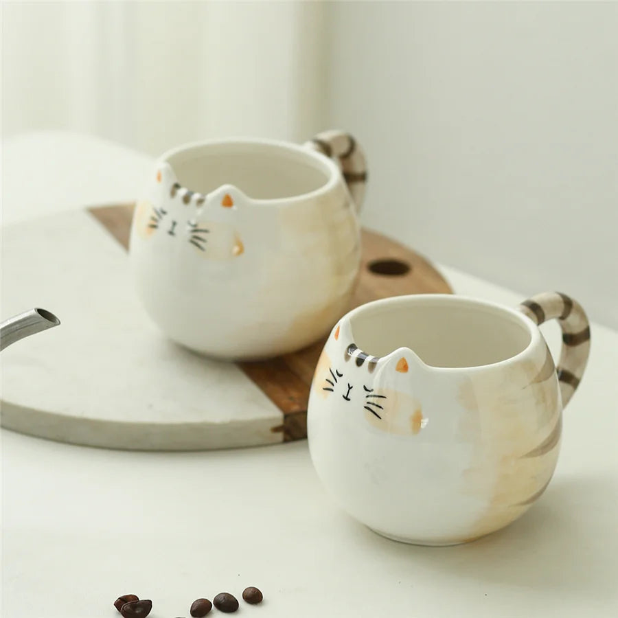 1pc cute ceramic cup, cat shaped mug, 380ml/13oz milk, coffee, and