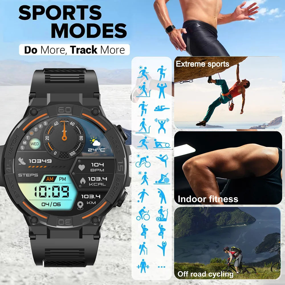 Sport Smart Watch Men 360*360 HD Screen LED Light Heart Rate Fitness