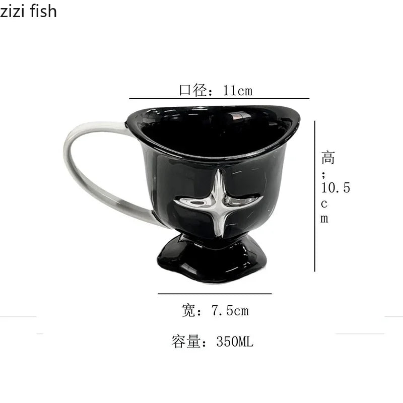 Simple Ceramic Mug Large Handle Coffee Cup Milk Mug Breakfast Cup
