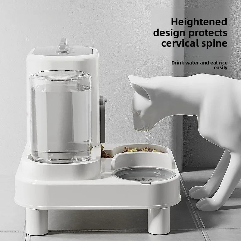 Pet Bowl Automatic Feeder & Water Fountain All-in-One for Cats Dogs