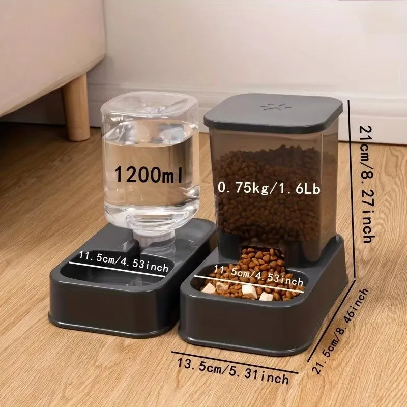 Automatic Pet Feeder Bowl with Water Dispenser, Battery-Free Portion