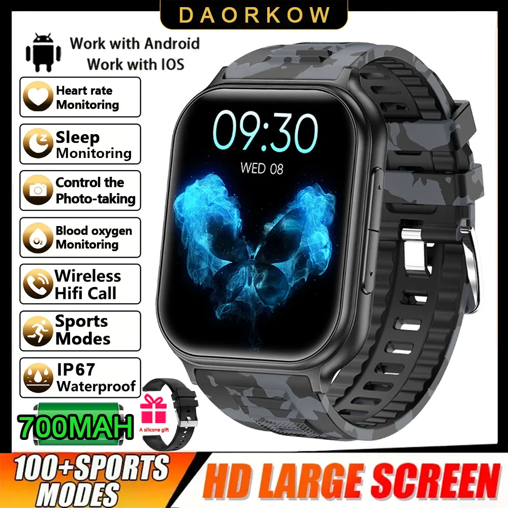 2026 New Sports Smartwatch 700mAh Battery Fitness Tracker 3ATM Waterproof Heart Rate Bluetooth Call Smartwatch Men's and Women's