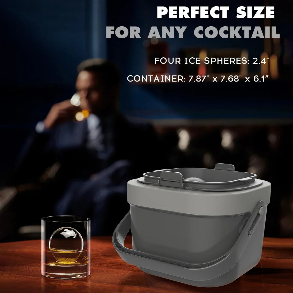 Clear Ice Cube Maker Ice Tray 4 Large Balls Bartender-Quality Ice