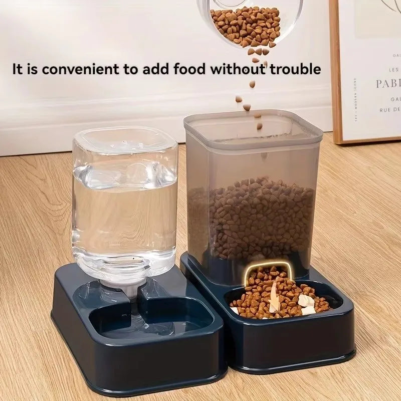 Automatic Pet Feeder Bowl with Water Dispenser, Battery-Free Portion