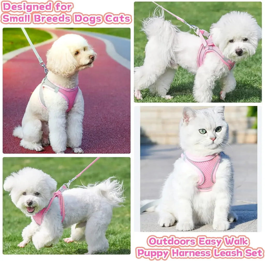Small Dog Harness with Leash Set Anti Escape Vest Harness for French