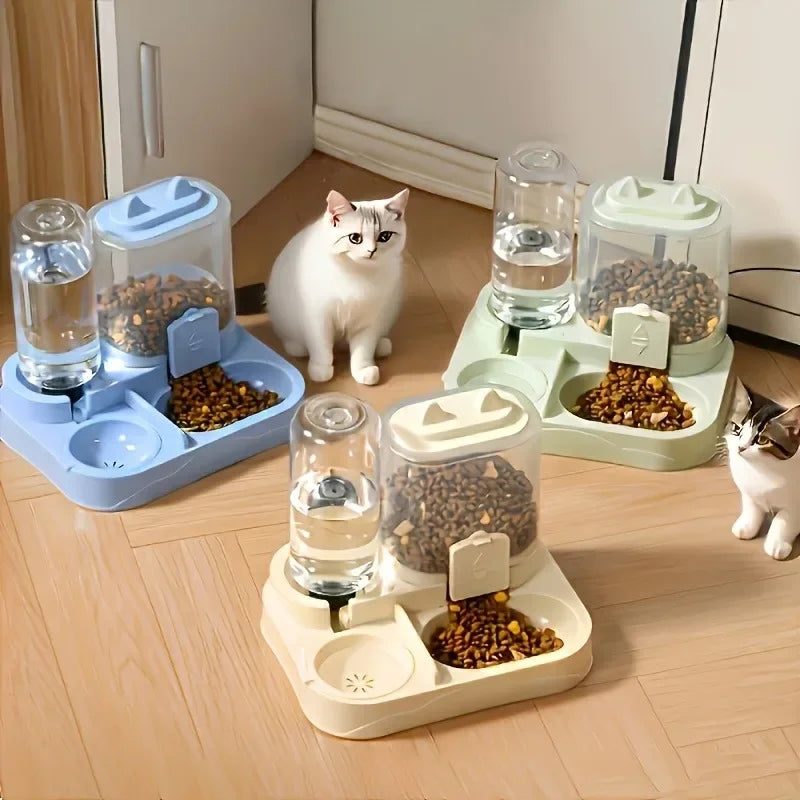 Pet Feeder Dual Food Bowl All-in-One Automatic Food Water Dispenser