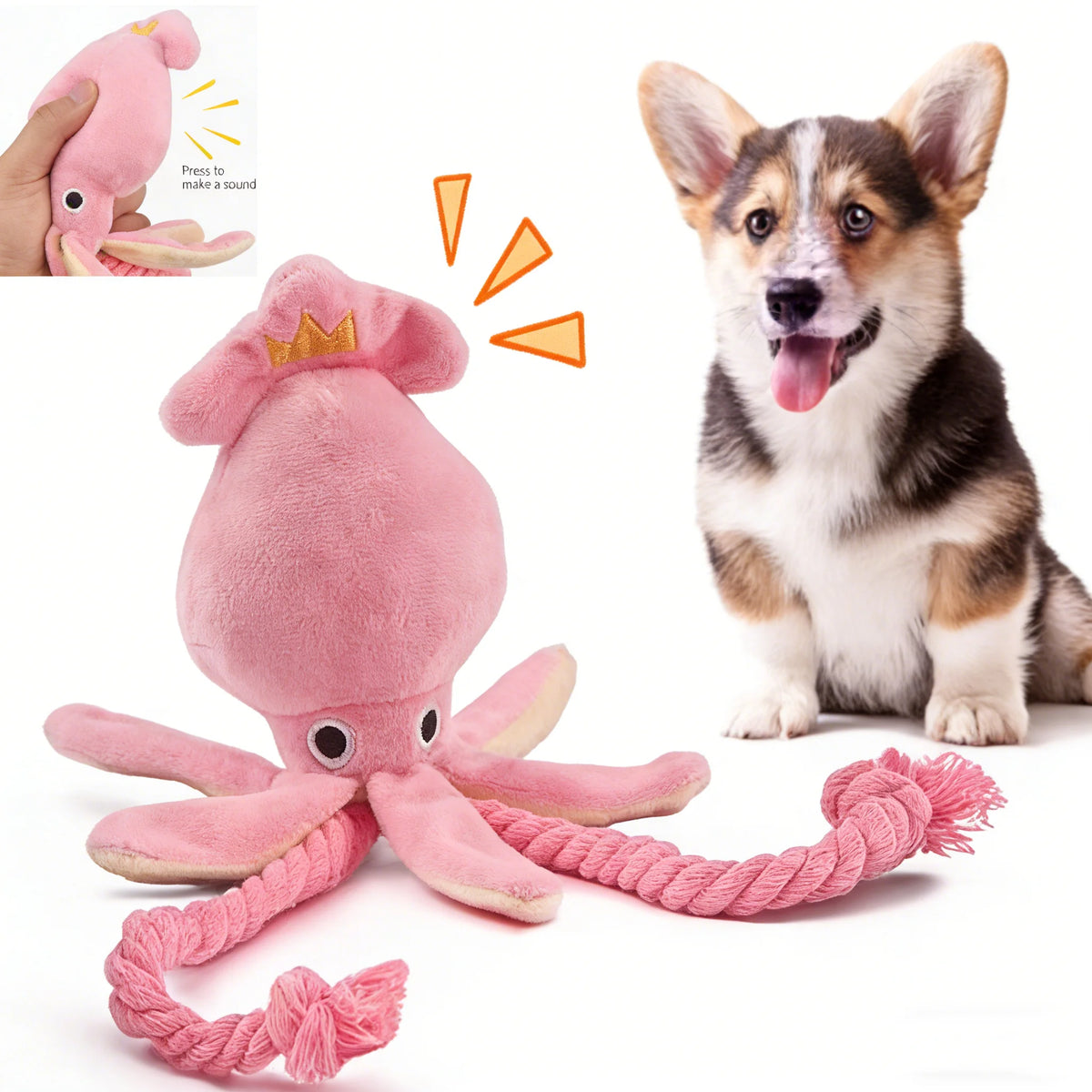 Dog Toys; Cat Toys; Sound-Emitting Cotton Rope Octopus; Durable Chew