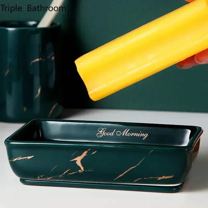 Light Luxury Soap Holder Ceramic Rectangle Household Bathroom