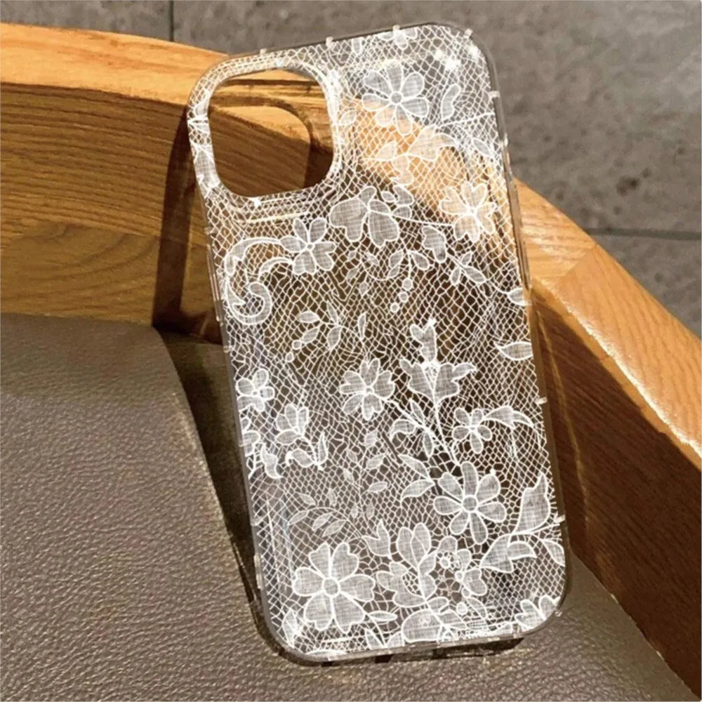 Elegant Romantic White Lace Pattern Phone Case For iPhone 17 Pro Air