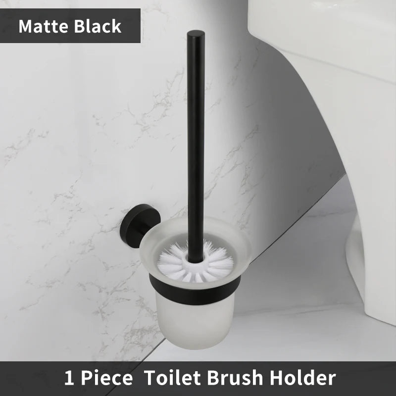 Toilet Brush Holder Wall Mount WC Cleaning Brush Stainless Steel
