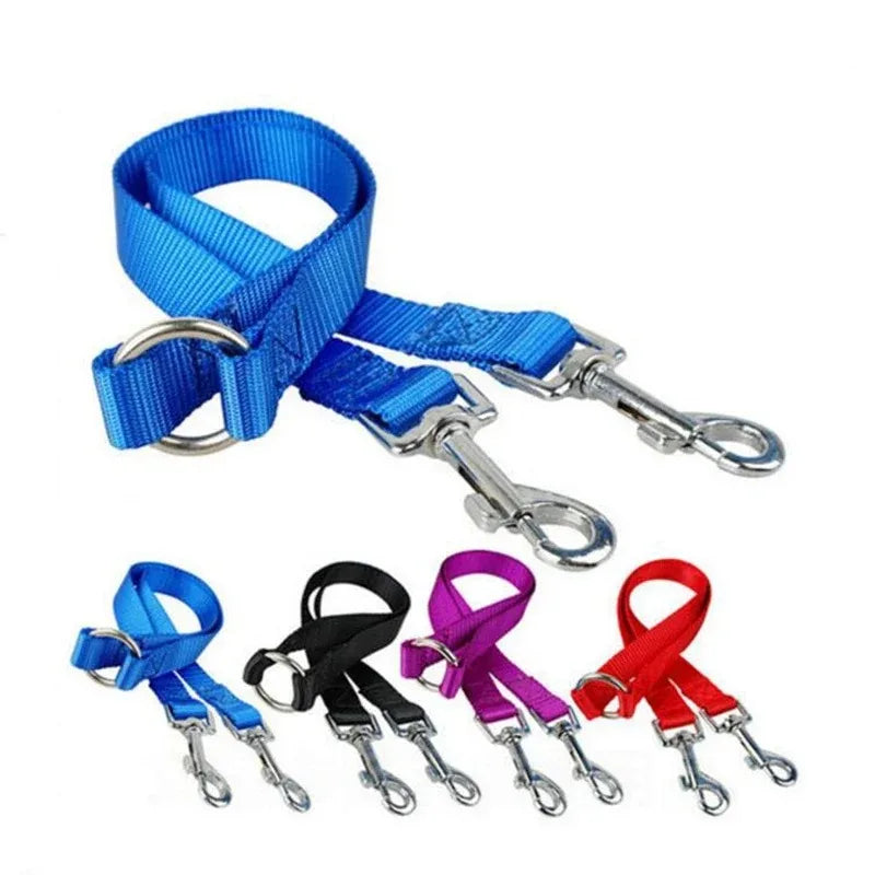 Two Dogs Leash Strong Nylon Coupler Double Twin Lead Walking Leashes