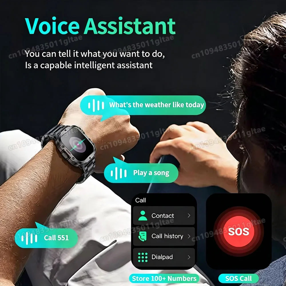 Smart Watch For Men LED Flashlight GPS Fitness Tracker Heart Rate