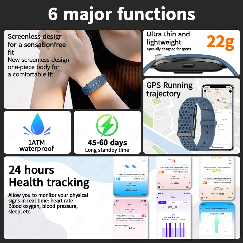 Sport Fitness Tracker Smart Bracelet Heart Rate Blood Pressure