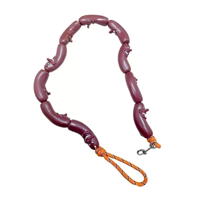 Funny Sausage Shaped Dog Leash, Novelty Hot Dog Waliking Rope Durable