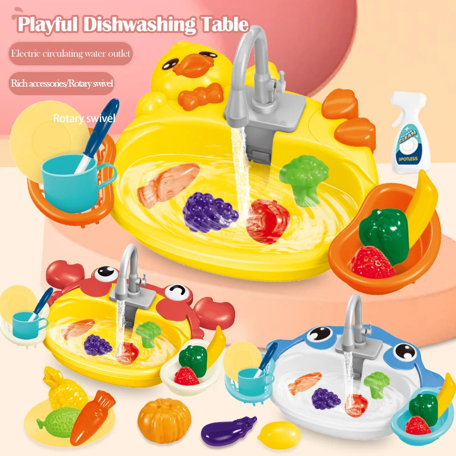 Kitchen Dishwasher Playing Toys, Electric Play Kitchen Sink Simulated