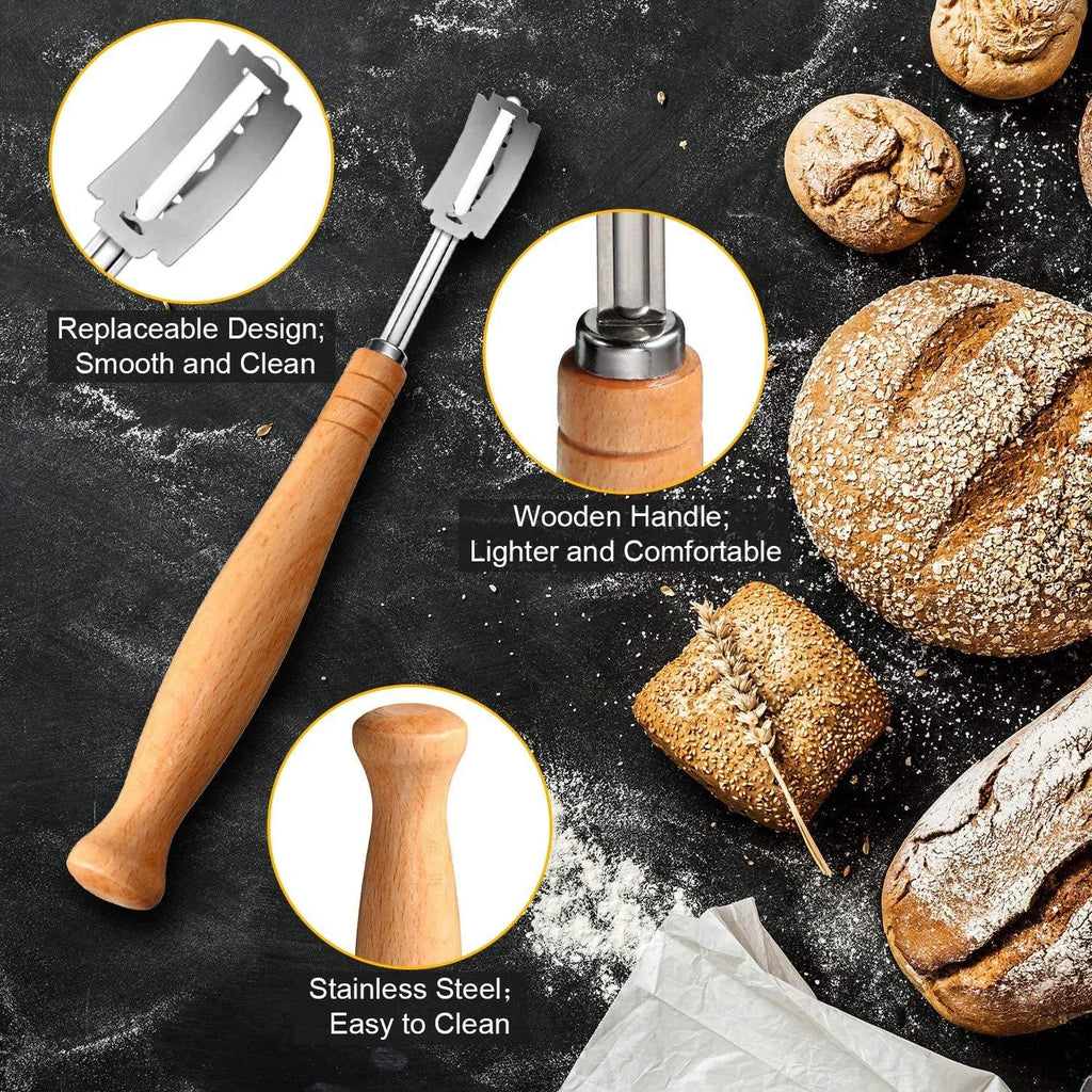 1-5P Bread Cutter French Bread Blades Kitchen Gadgets Normal Wood