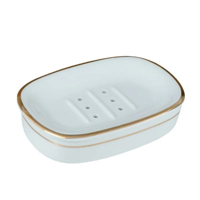 Simple Irregular Stripes Perforated Soap Box Luxury Ceramic Household