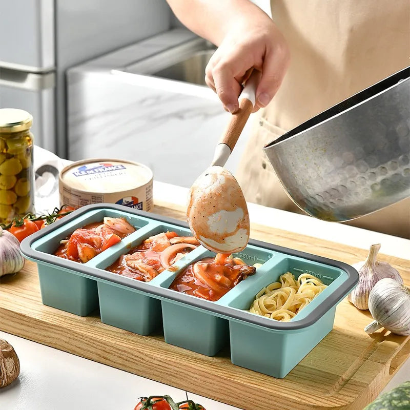 1pc Silicone Food Freezer Tray with Lid Soup Cubes - Soup,Sauce, Eftovers,Homemade Meal Prep Freezing Kitchen Storage Containers