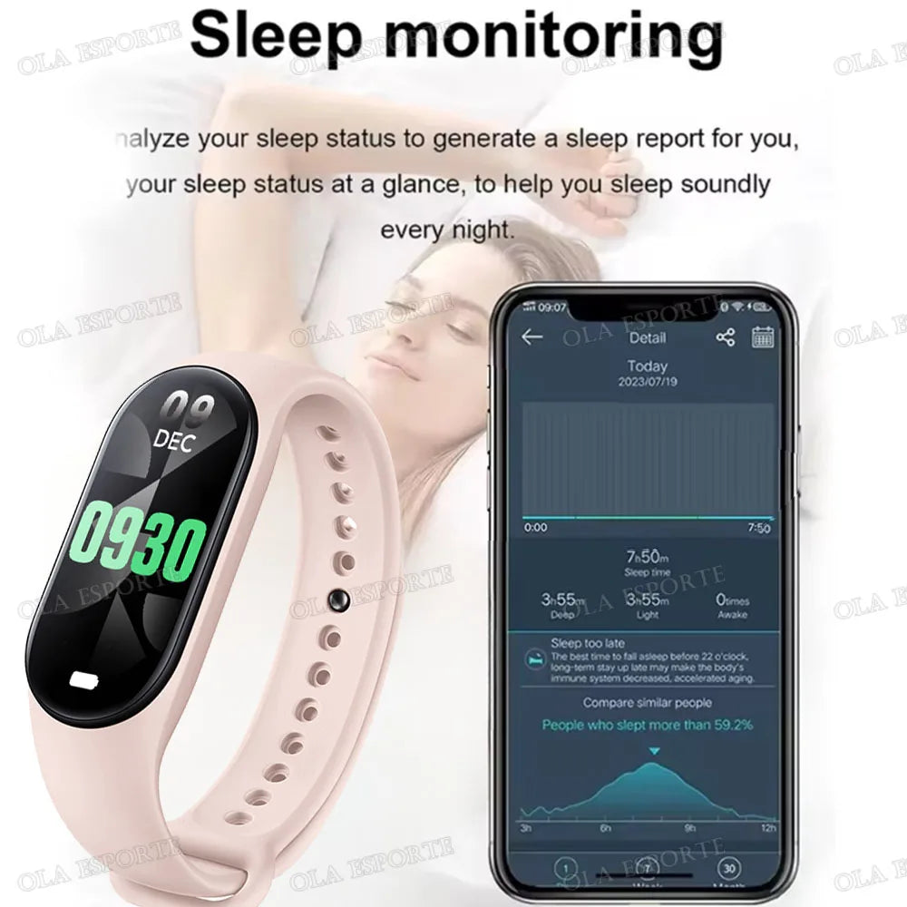 M7 Smart Watch Heart Rate Blood Pressure Monitor AMOLED Screen Smart