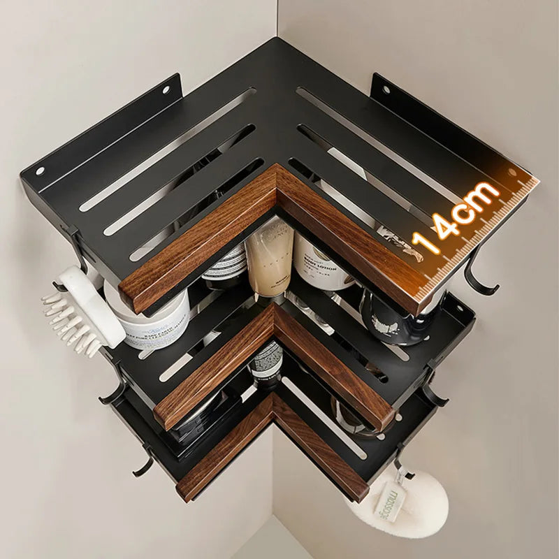 Black walnut bathroom storage rack storage rack perforated washbasin