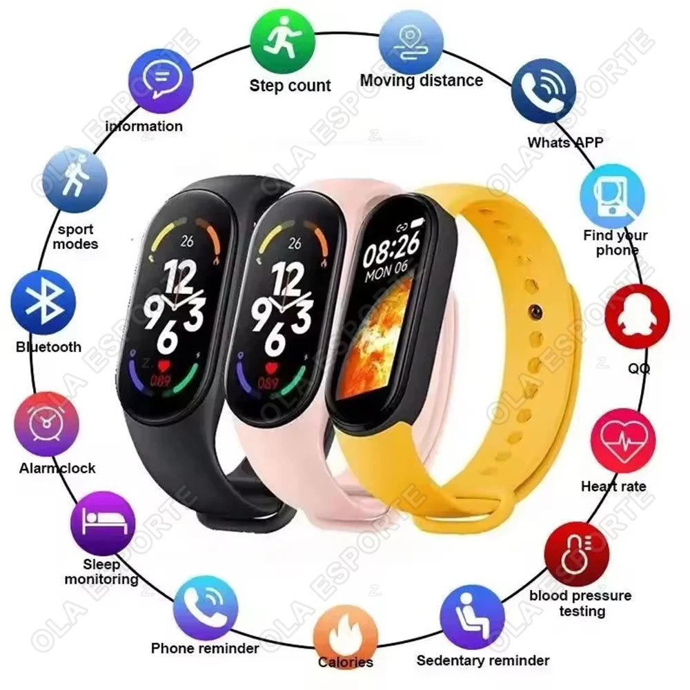 M7 Smart Watch Heart Rate Blood Pressure Monitor AMOLED Screen Smart