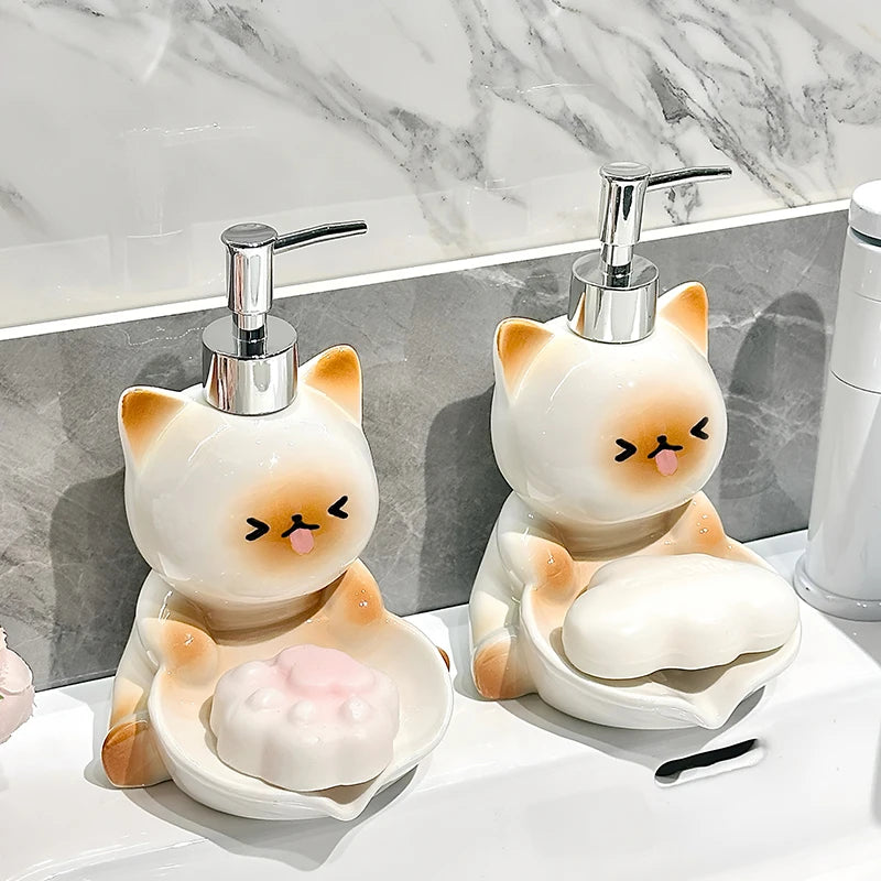 Cute Cat lotion Bottled Hand Wash Shampoo Bottled Light Luxury