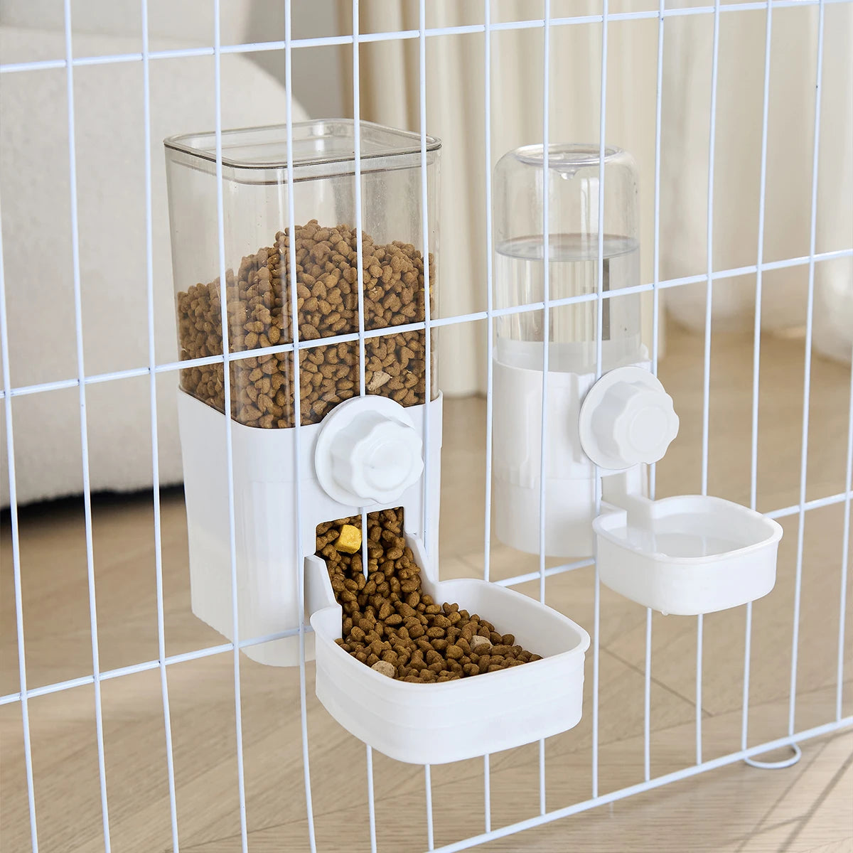 Automatic Pet Feeder Waterer Dog Cat Hanging Cage Bowl, Suitable for