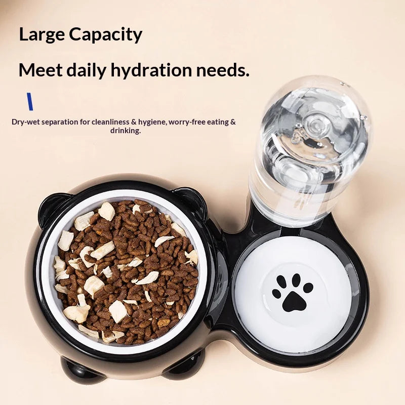 Pet Bowl 2-in-1 Auto Water Feeder, Tilted Elevated Cat Dog Bowl for