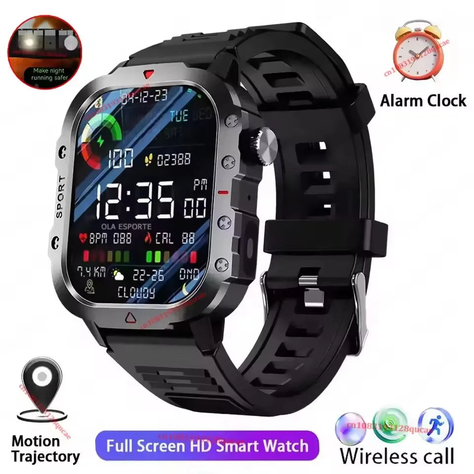 2026 New Military Smart Watch Men 3ATM Outdoor Sports Fitness Tracker Blood Pressure Health Monitor BT Calls GPS Smartwatch HT30