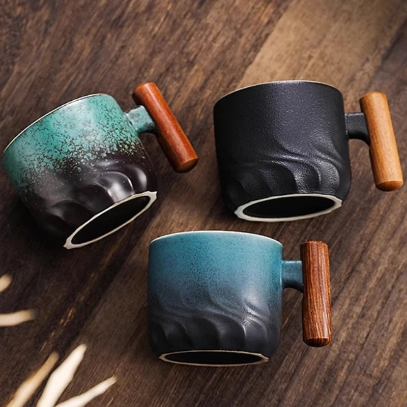 Creative Handmade Exquisite Coffee Cup Vintage Coffee Cup With Wooden