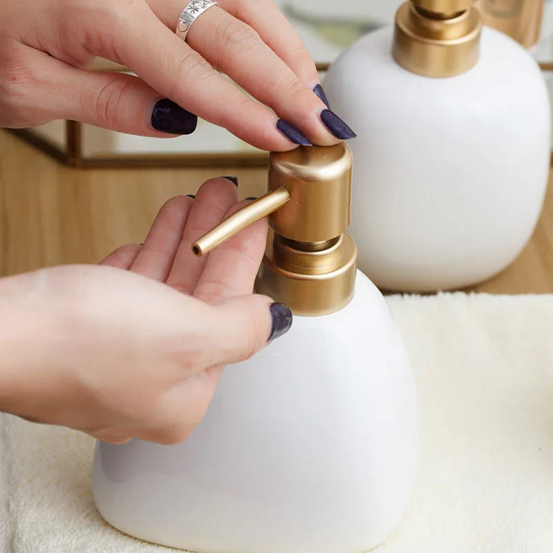 White Ceramic Soap Dispenser Hotel Bathroom Lotion Bottle Shampoo