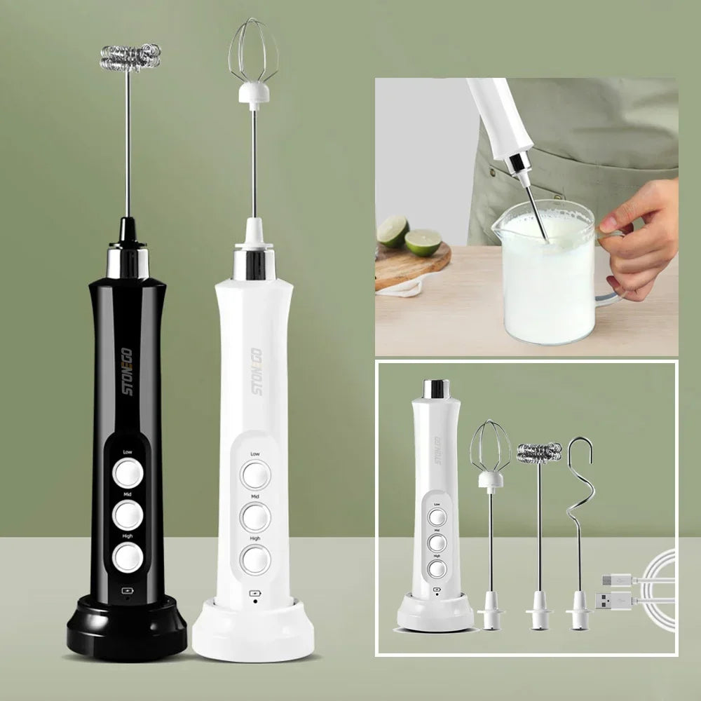USB Rechargeable Milk Frother Mini Handheld Electric Foam Maker 3