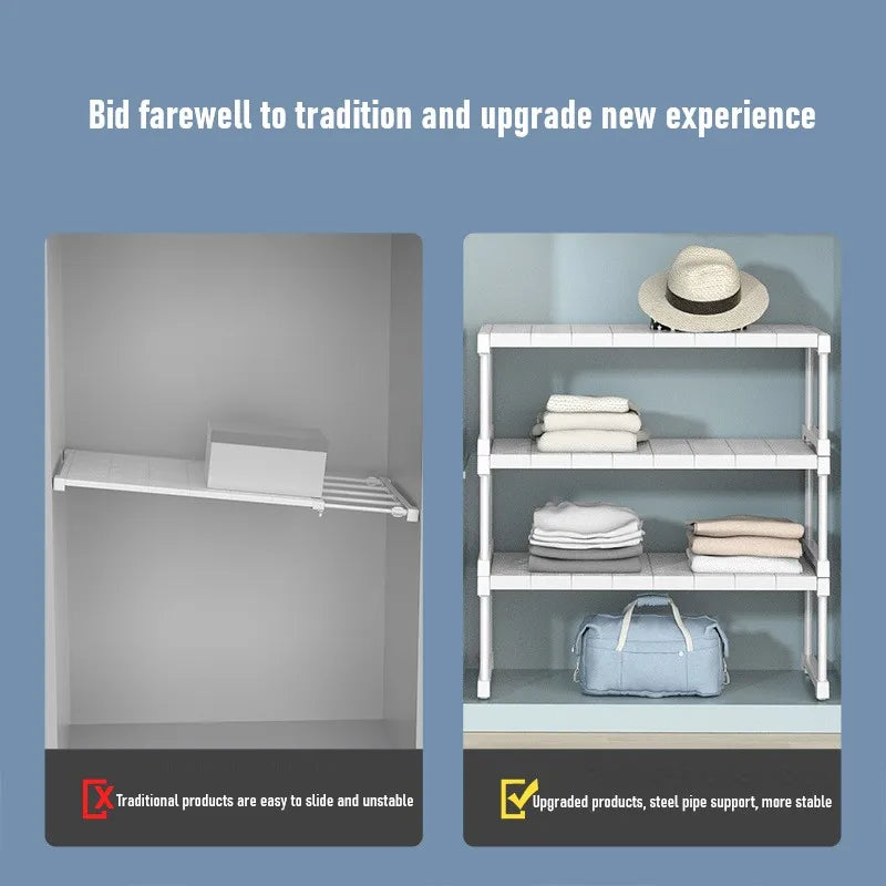 Stackable Shelves Closet Wardrobe Partition Cabinet Organizers