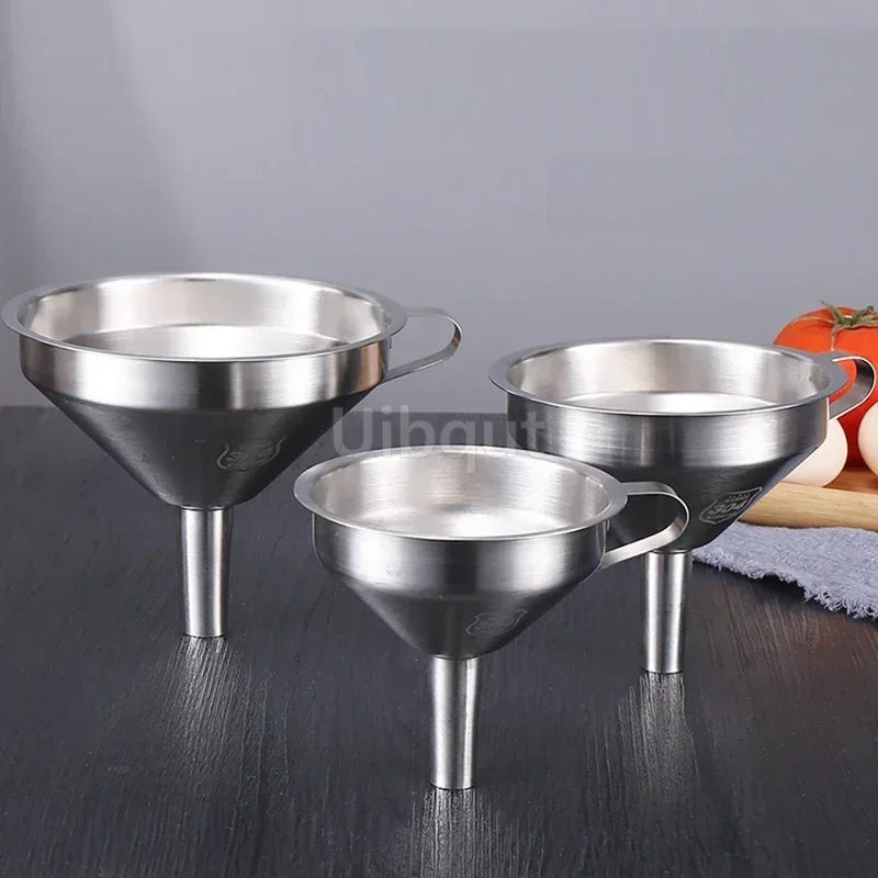 304 Stainless Steel Funnel Metal Wide Mouth Funnel With Strainer Mesh