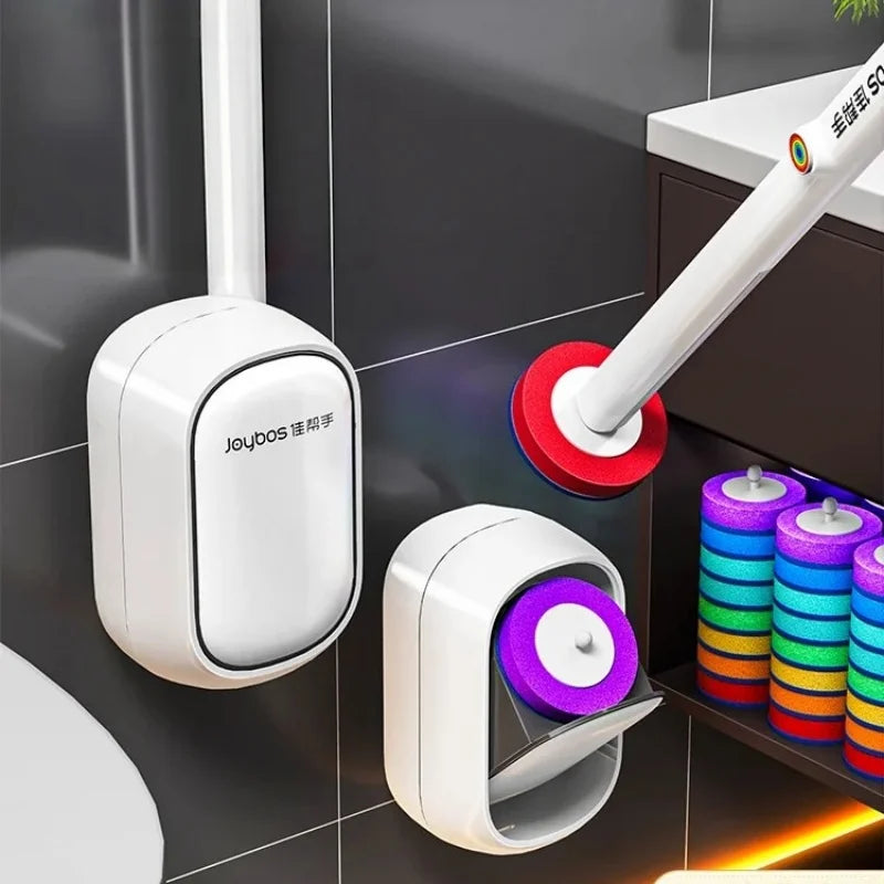 Joybos Disposable Toilet Brush Set 56Pcs Sponge Brush Heads Wall