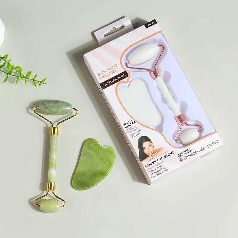 Natural Jade Roller & Gua Sha Set