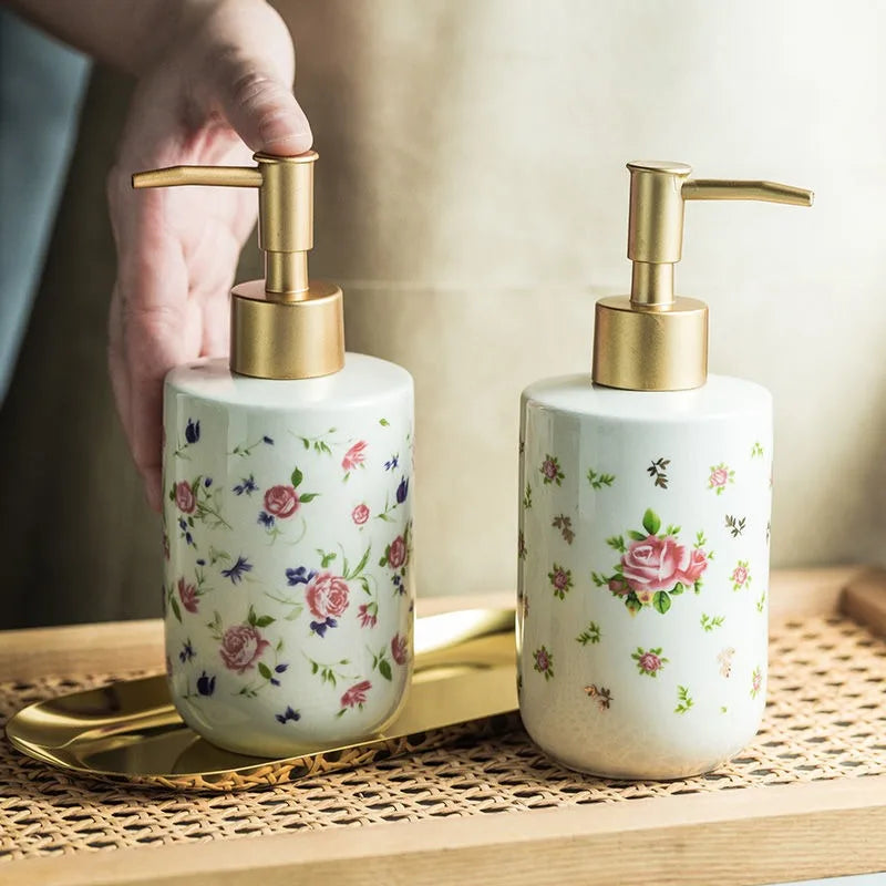 Creative Rose Shower Gel Divided Bottled Press-on Ceramic Hand