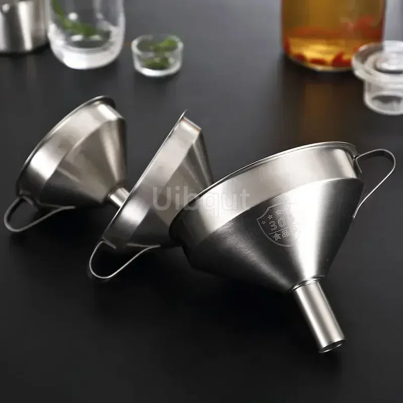 304 Stainless Steel Funnel Metal Wide Mouth Funnel With Strainer Mesh