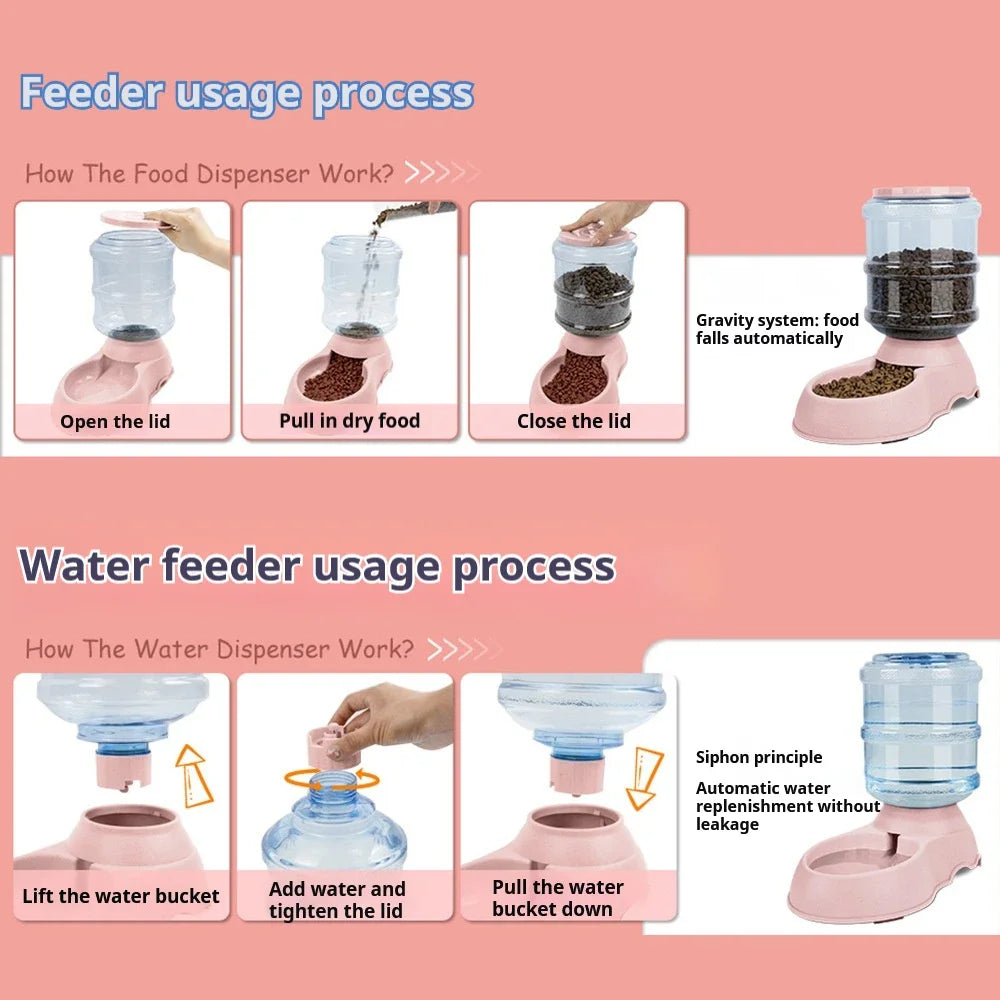 Large Capacity Pet Feeder Bowls - Automatic Water Dispenser Dog Food