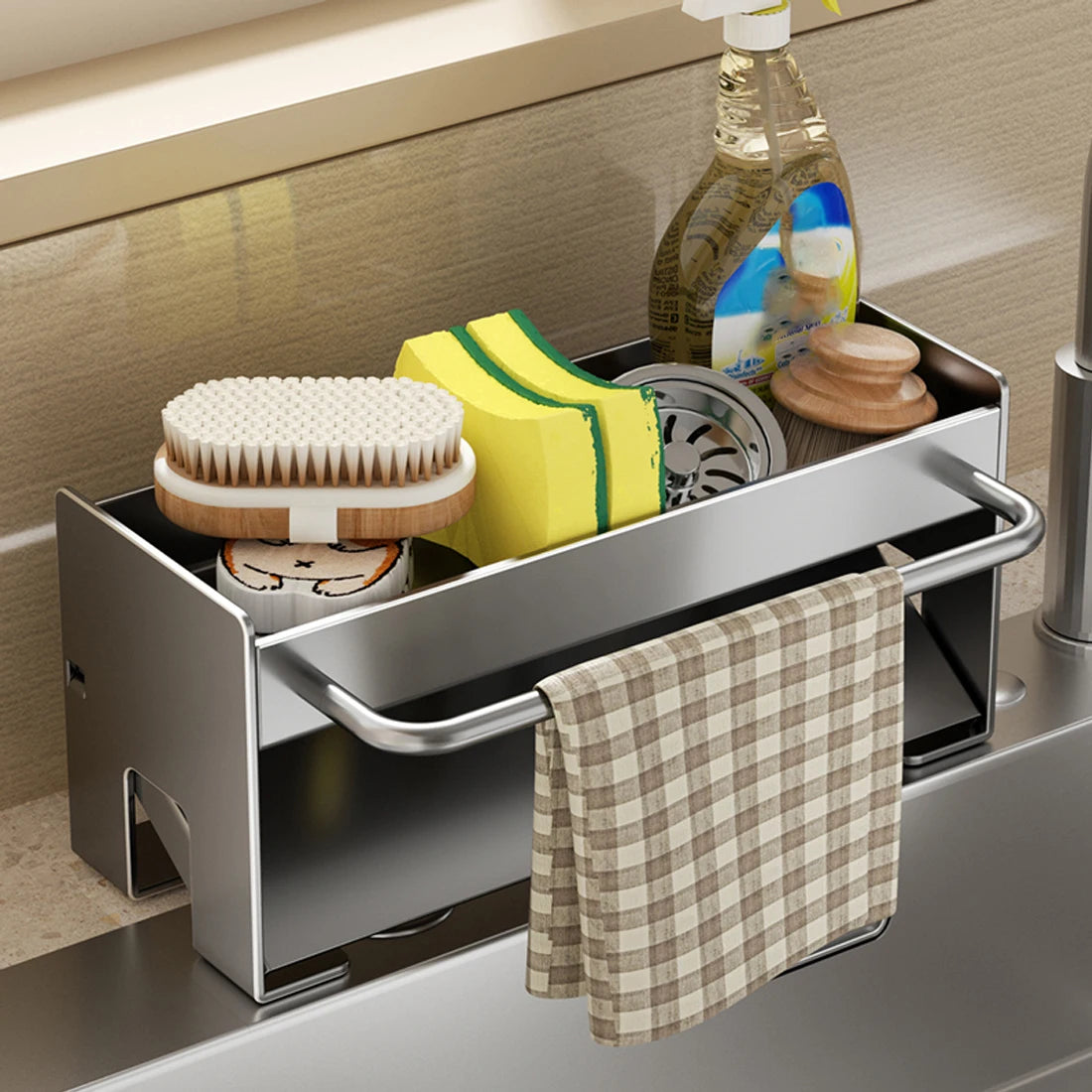 Kitchen Sink Stand Sponge Holder Dish Drainer Organizers Storage