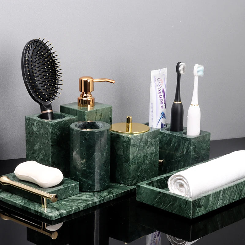 Indian Green Natural Marble Bathroom Accessories Retro Soap Dispenser